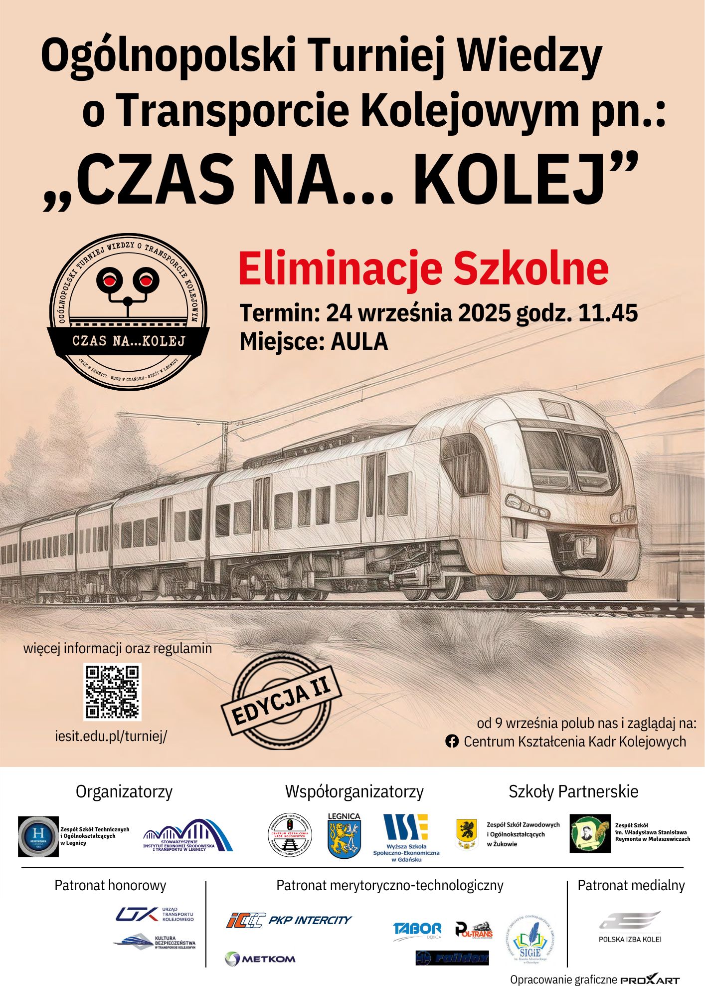 Elimiacje szkolne do Ogólnopolskiego Turnieju Wiedzy o Transporcie kolejowym pn. Czas na kolej