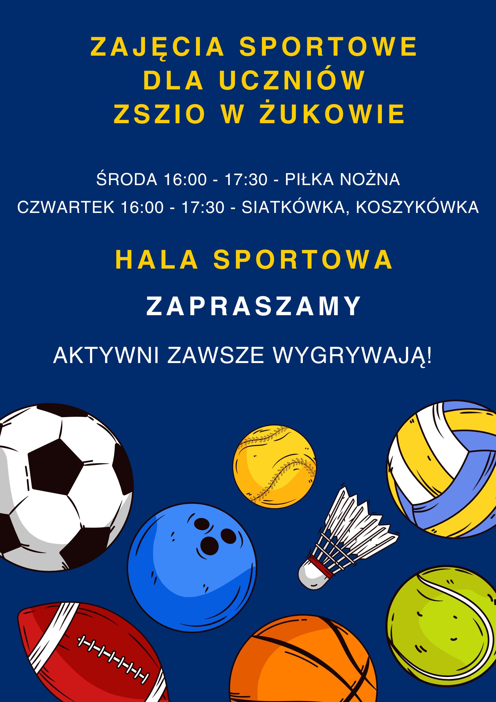 Informacja o zajęciach sportowych